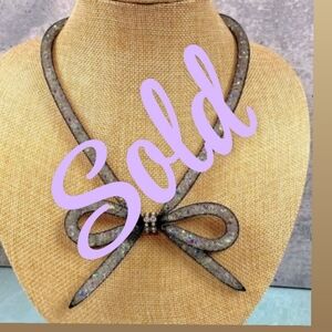 Betsey Johnson Mesh Black Bow Necklace